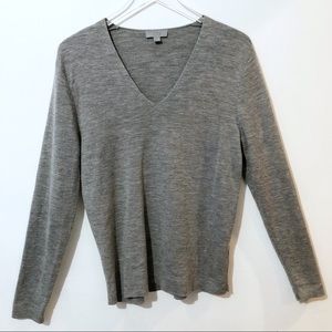 COS | Gray V-Neck 100% Wool Sweater